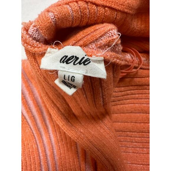 Aerie Size Large Reversible Off the Shoulder Cropped Sweater Ribbed Orange - Picture 10 of 11